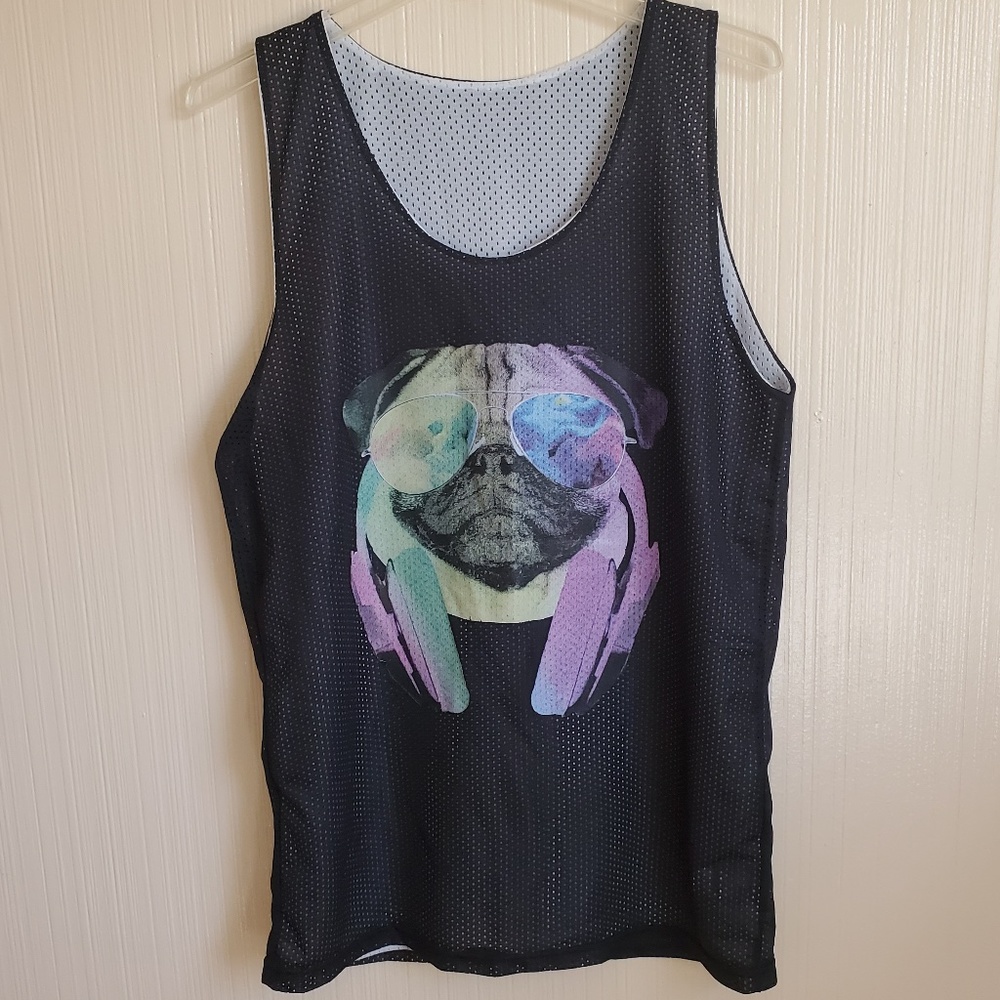 Miami Style | Pug w/ Headphones Piney Tank